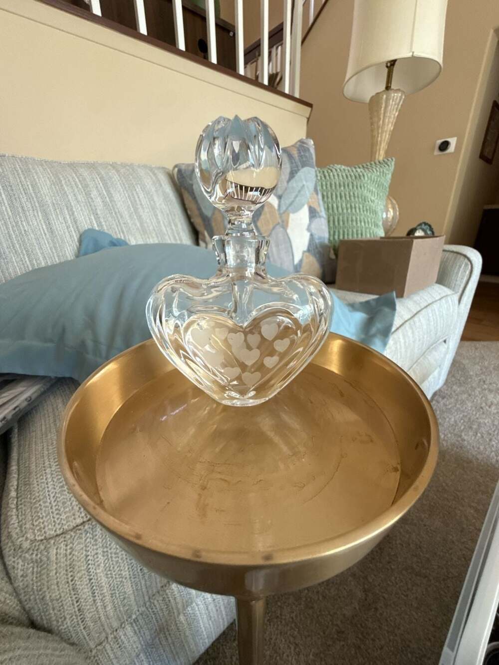 Marquis By Waterford Crystal Heart Etched Perfume Bottle